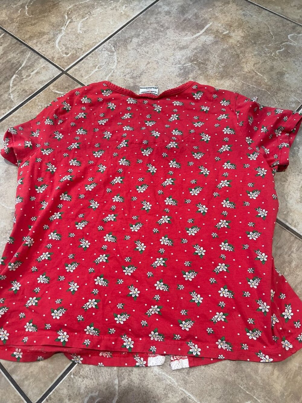 Vintage 90s Mary Engelbreit DreamWear Cherry Cotton Top L - Picture 9 of 9